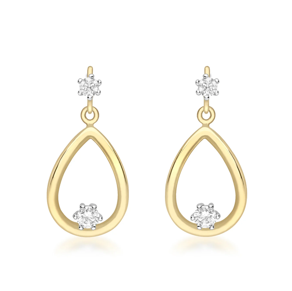 9 carat two tone yellow white gold drop earrings with cz cubic zirconia stones