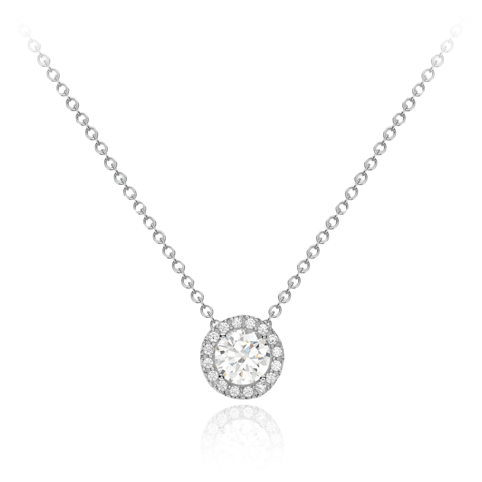 9CT WHITE GOLD CZ PENDANT NECKLACE