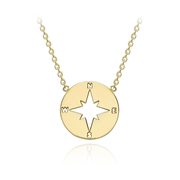 9 carat yellow gold compass medal necklace