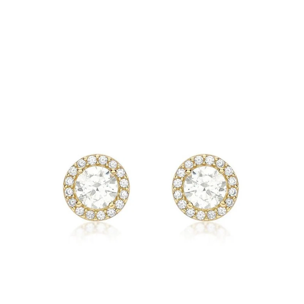 9 carat yellow gold cz cubic zirconia stones stud earrings