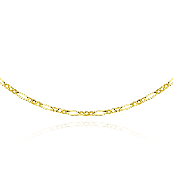 9 carat yellow gold diamond cut figaro belcher chain necklace