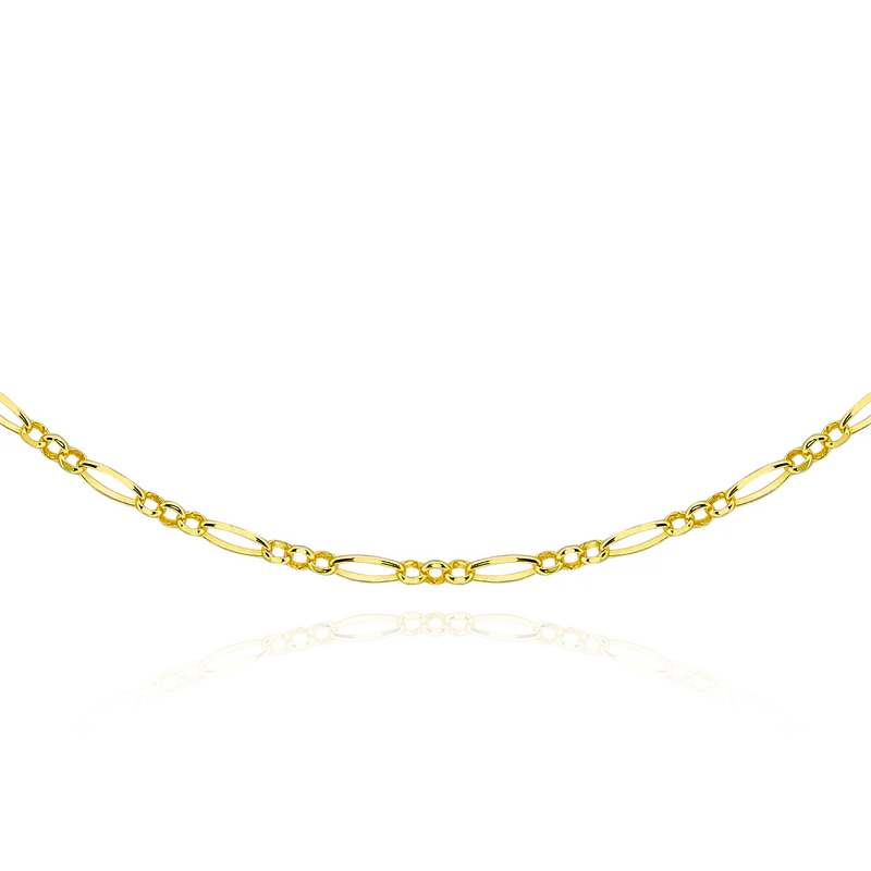 9 carat yellow gold diamond cut figaro belcher chain necklace