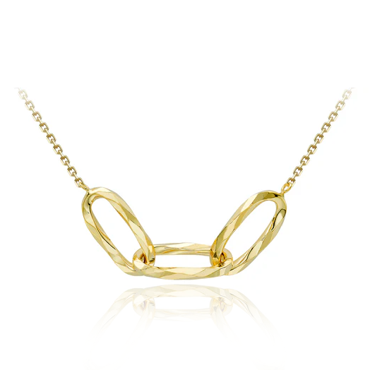 9CT YELLOW GOLD DIAMOND CUT LINKED-OVALS NECKLACE