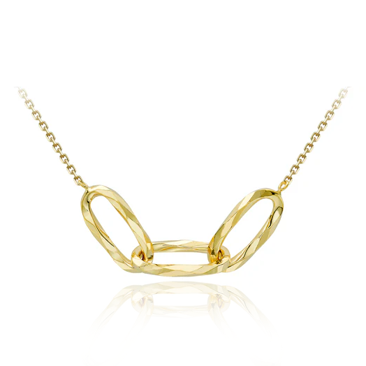 9 carat yellow gold diamond cut linked ovals necklace