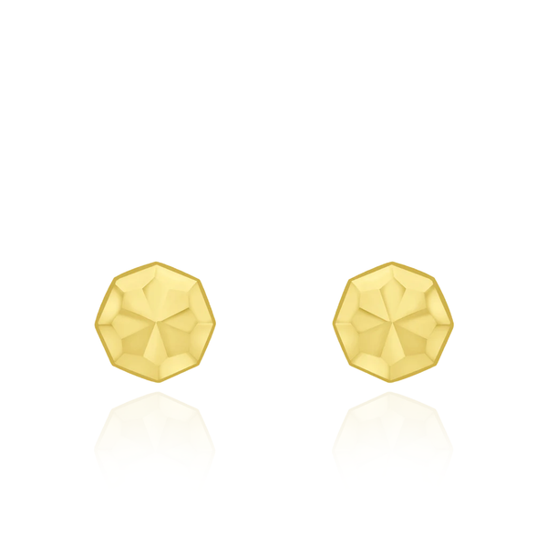 9 carat yellow gold diamond cut octagonal stud earrings