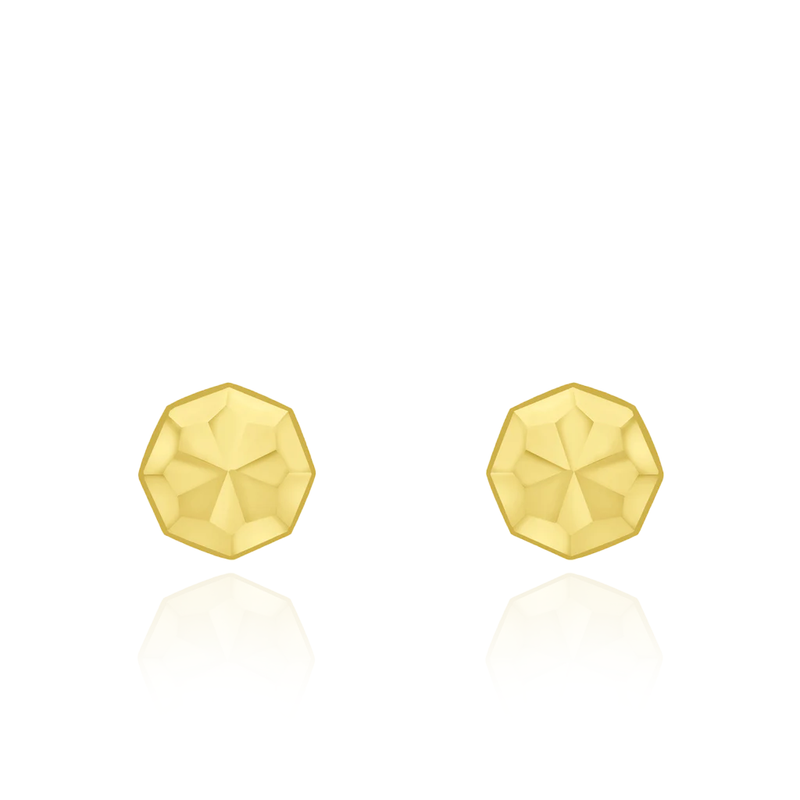 9CT YELLOW GOLD DIAMOND CUT OCTAGONAL STUD EARRINGS