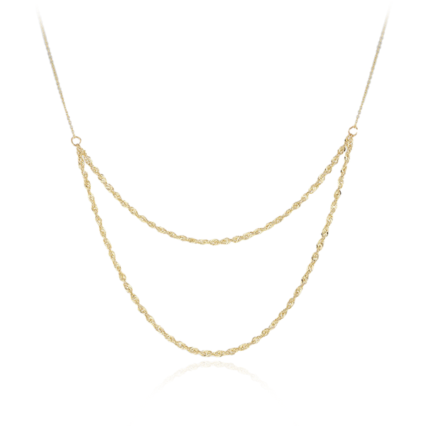 9 carat yellow gold double traced rope chain necklace