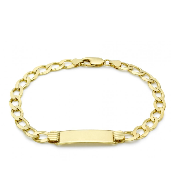 9 carat yellow gold diamond cut curb chain bracelet