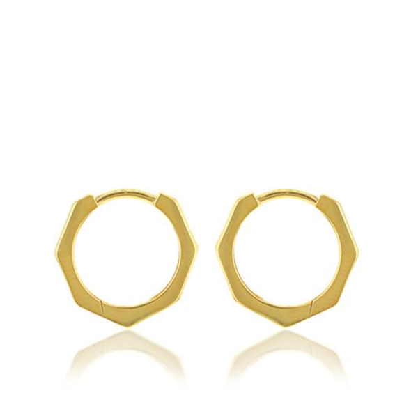 9 carat yellow gold hexagon plain hoops earrings