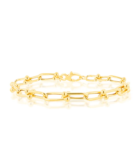 9 carat yellow gold industrial chain link bracelet