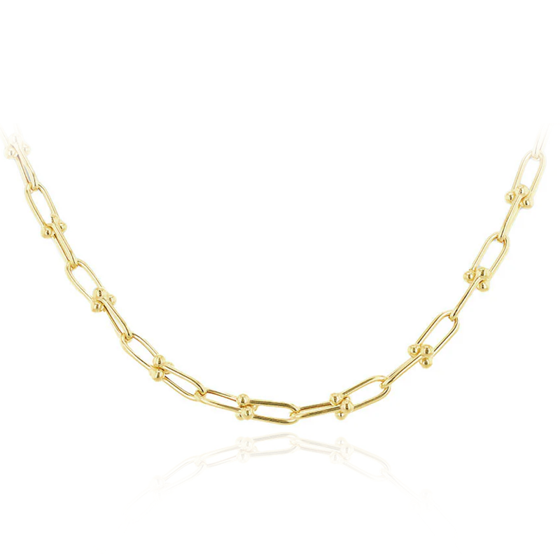 9 carat yellow gold industrial chain link necklace