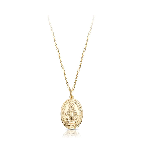 9ct Yellow Gold Miraculous Medal & Chain (Small)