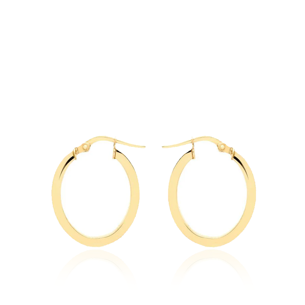 9 carat yellow gold oval creole hoop earrings