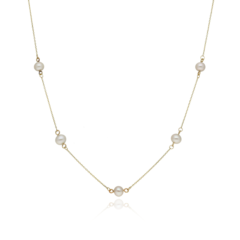 9 carat yellow gold pearl neclace chail