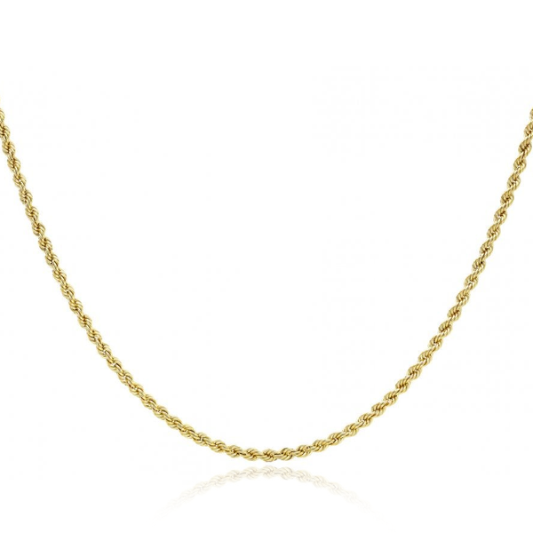 9 carat yellow gold rope chain necklace