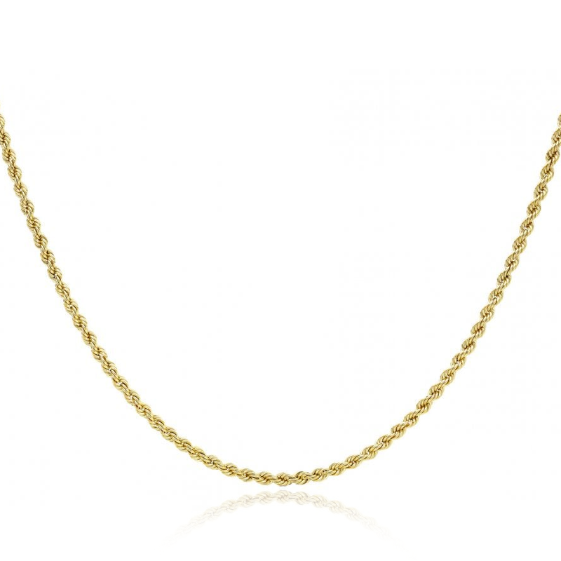 9 carat yellow gold rope chain necklace