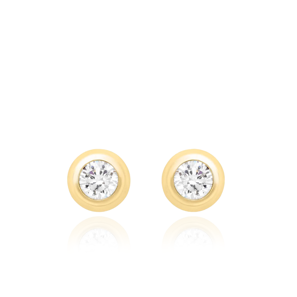 9 carat yellow gold cz cubic zirconia stones stud earrings