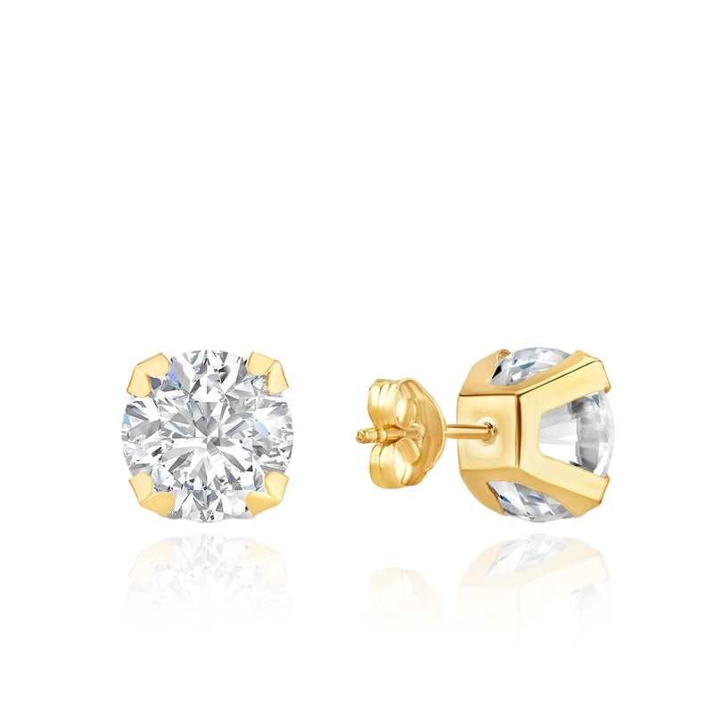 9CT YELLOW GOLD ROUND CZ STUD EARRINGS