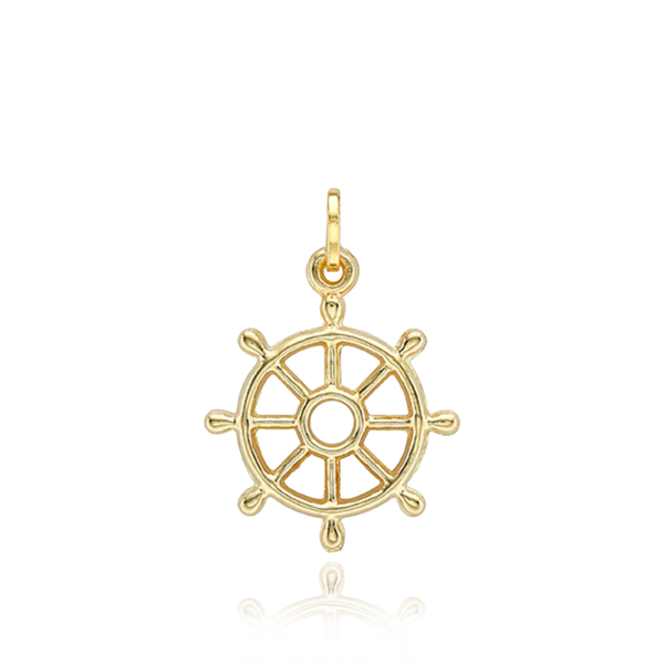 9CT YELLOW GOLD SHIP WHEEL PENDANT