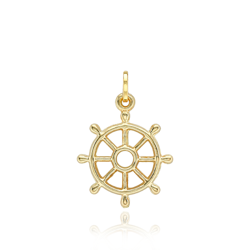 9 carat yellow gold ship wheel pendant