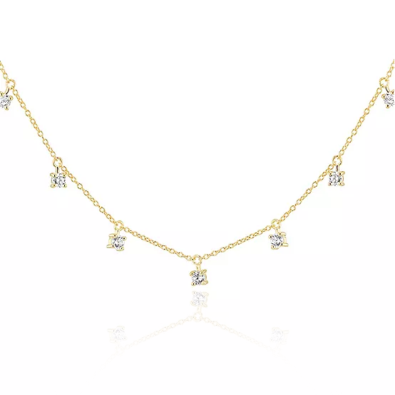 9CT YELLOW GOLD SMALL BUTTON CZ NECKLACE