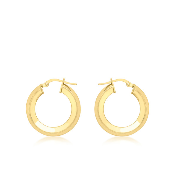 9CT YELLOW GOLD SQUARE-TUBE CREOLE EARRINGS