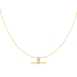 9 carat yellow gold square t-bar pendant and twist chain necklace