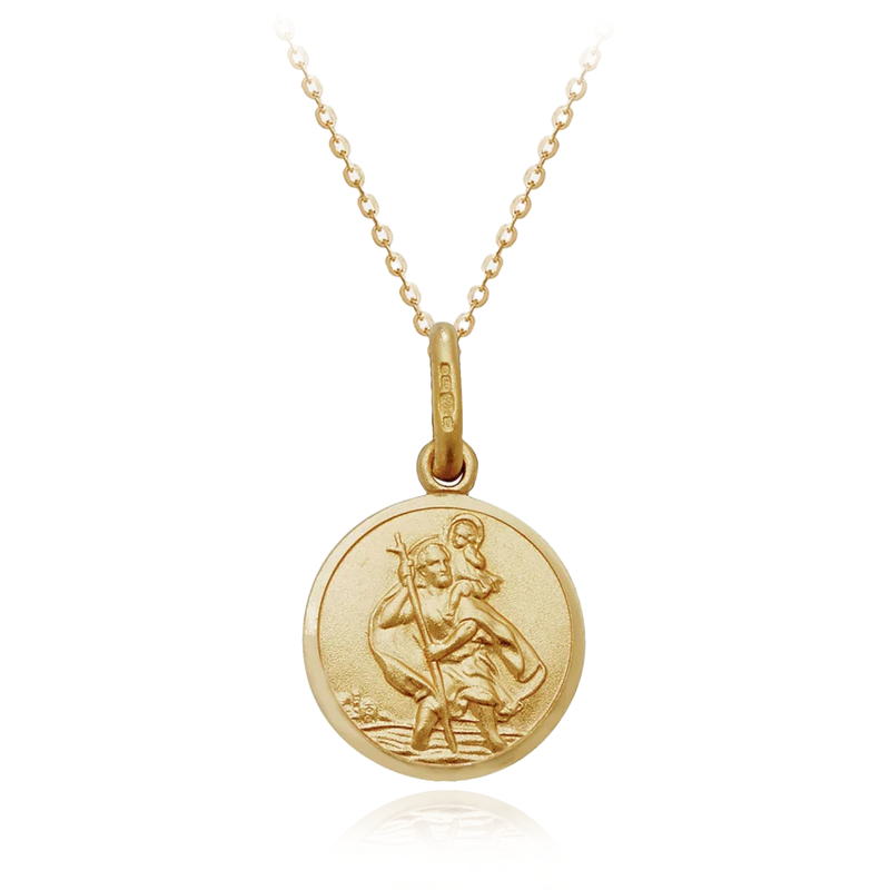 9 carat yellow gold st christopher pendant medal necklace