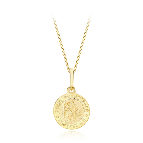 9 carat yellow gold st christopher medal pendant necklace