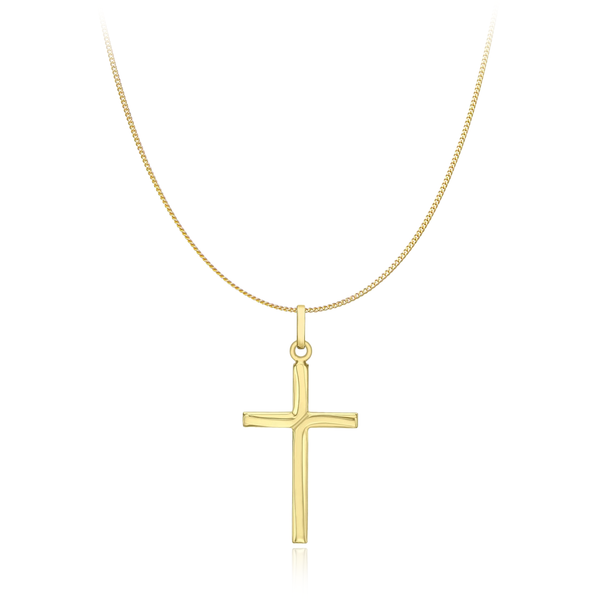 9 carat yellow gold cross pendant necklace