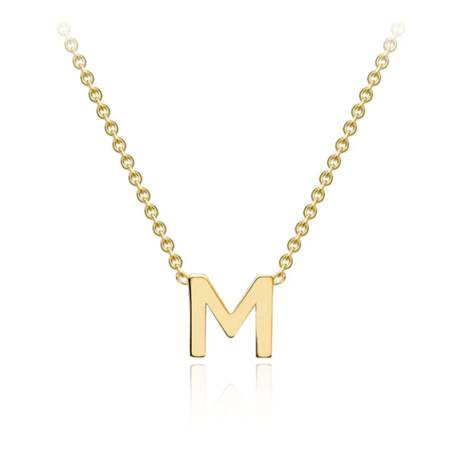 9 carat yellow gold initial letter m necklace