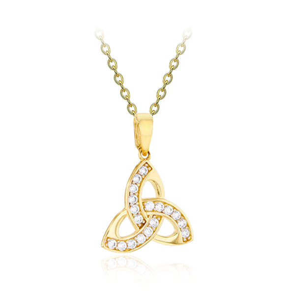 9 carat Yellow Gold CZ CELTIC Necklace