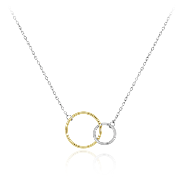 9 carat two tone yellow and white gold linked rings necklace