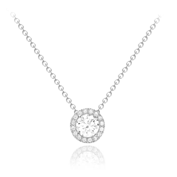 9 carat white gold cz cubic zirconia stones necklace