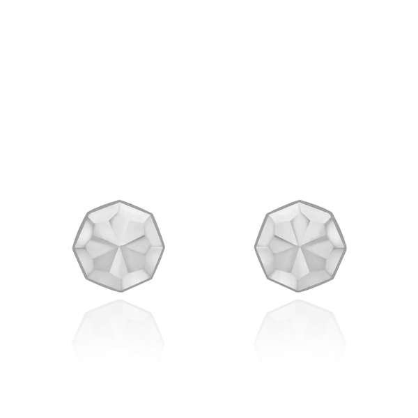 9 carat white gold diamond cut octagonal stud earrings