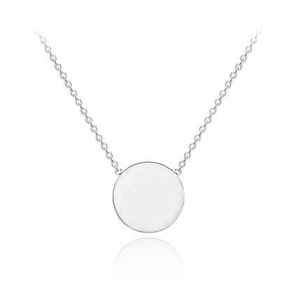 9 carat white gold disc necklace