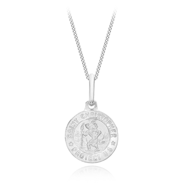 9 carat white gold st christopher medal pendant necklace