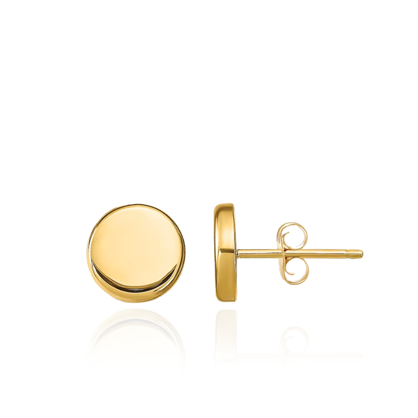 9CT YELLOW GOLD FLAT BUTTON STUD EARRINGS