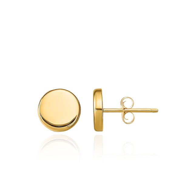 9 carat yellow gold button stud earrings