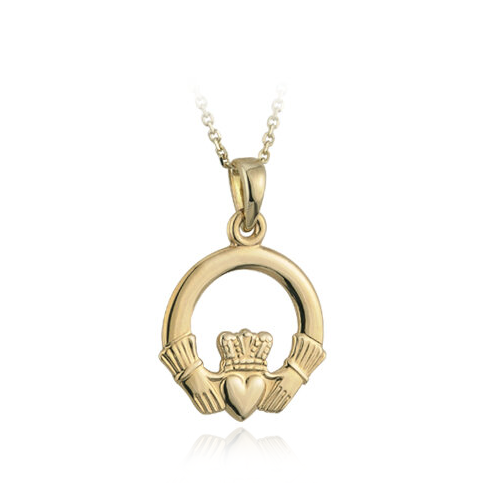 9 carat yellow gold caddagh pendant necklace