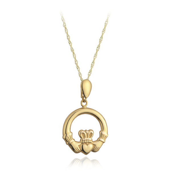 9 carat yellow gold claddagh pendant necklace