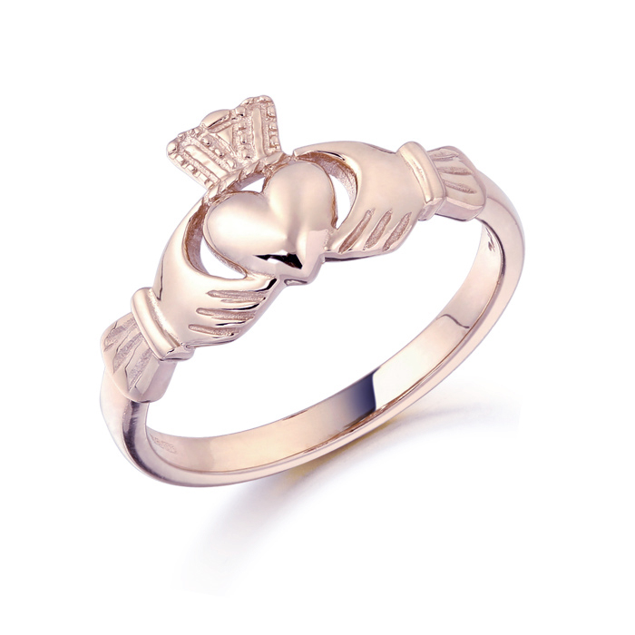 9K Rose Gold Ladies Plain Claddagh Ring
