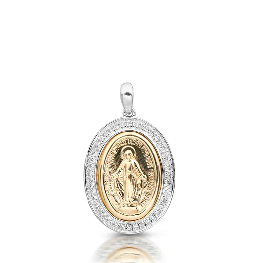 9K Two Tone Gold Miraculous Medal