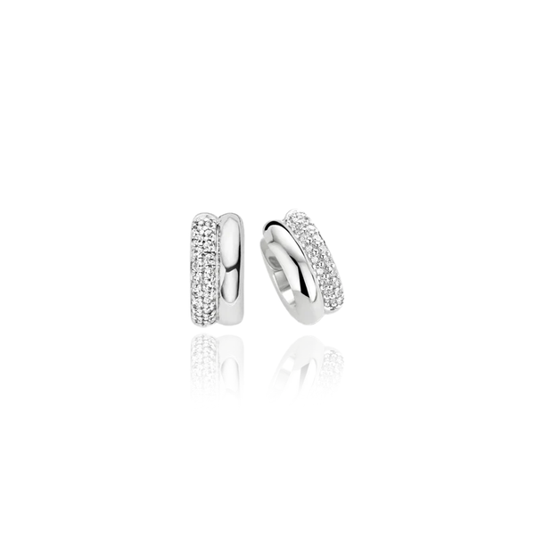 ti sento sterling silver cz cubic zirconia stones hoops earrings