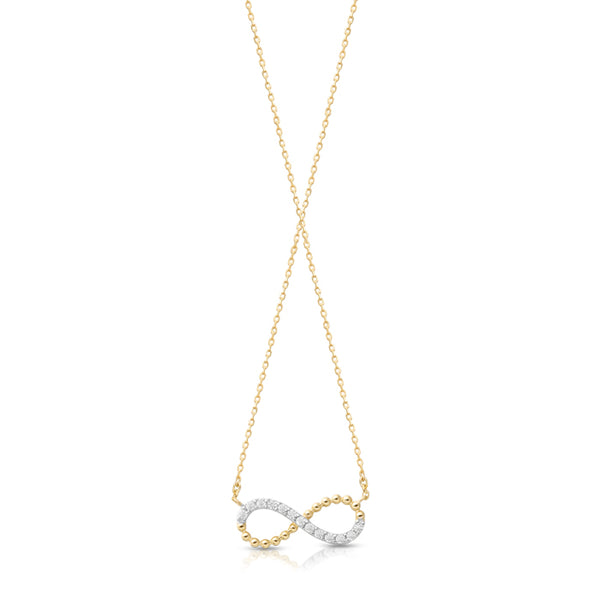 9ct Gold CZ Infinity Pendant with Chain Included