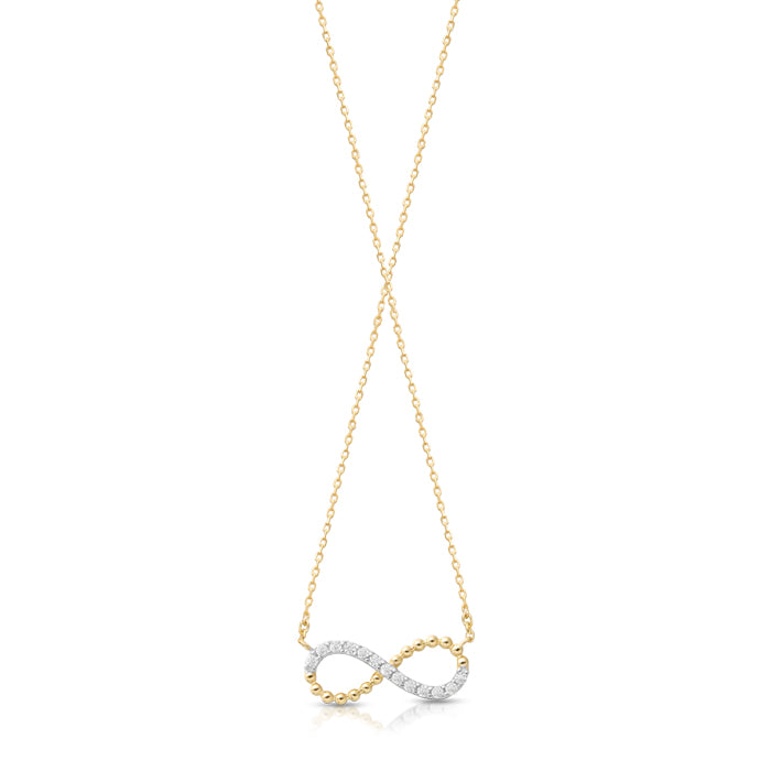 9ct Gold CZ Infinity Pendant with Chain Included