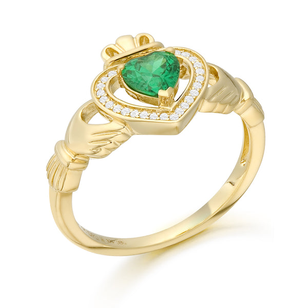 9ct Gold CZ Claddagh Ring