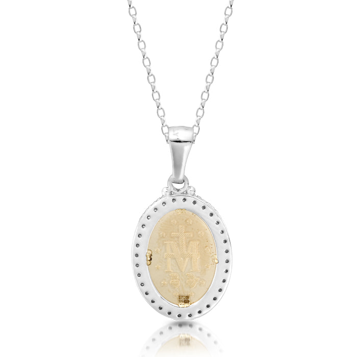 9ct Yellow Gold CZ Miraculous Medal