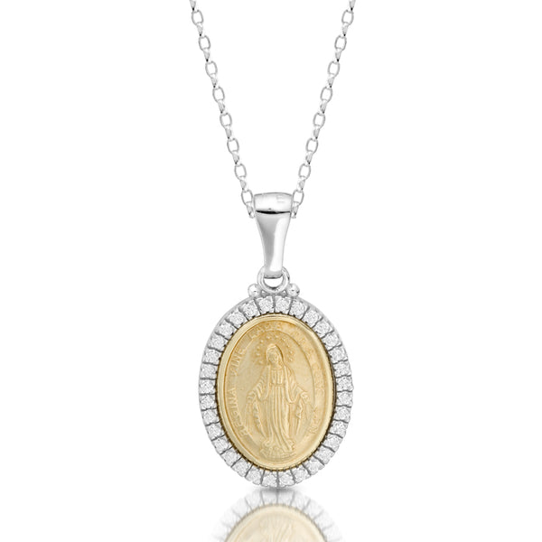 9ct Yellow Gold CZ Miraculous Medal