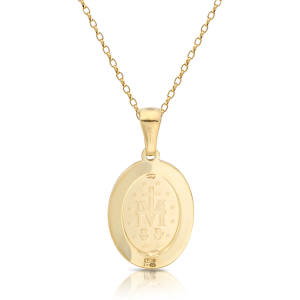 9ct Yellow Gold Miraculous Medal with Milgrain Edge
